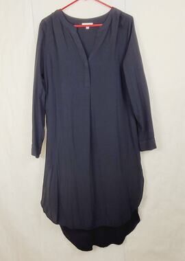 Alex & Lili black split hem popover shirt dress Size Large Lagenlook Minimal